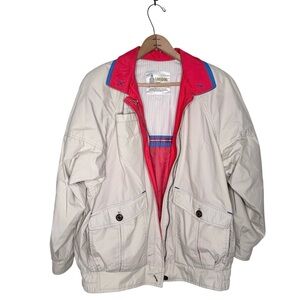 London Fog Men’s Vintage Full Zip Cream Jacket Size Small